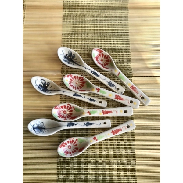Thìa cà phê men rạn giả cổ Gốm Bát Tràng hoạ tiết vẽ tay