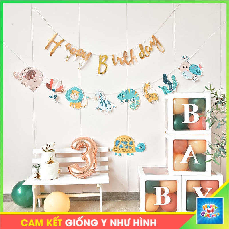 SET bóng trang trí sinh nhật Handmade kiểu Stiker ngộ nghĩnh cho bé [Tặng kèm BƠM + KEO DÁN]