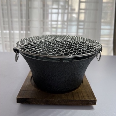 Bếp nướng than hoa, bếp gang nướng thịt, bếp cồn chiên BBQ kèm vỉ inox nhỏ gọn LIINKITCHEN