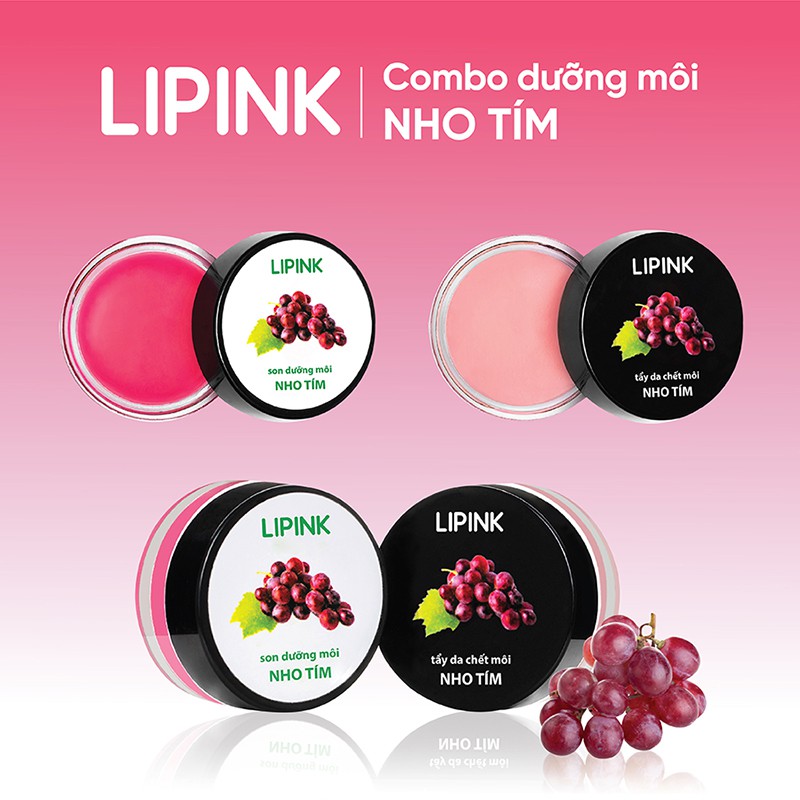 Son dưỡng môi combo LIPINK Nho tím - Loại bỏ bong tróc, thâm sạm môi, hồng môi tự nhiên | BigBuy360 - bigbuy360.vn