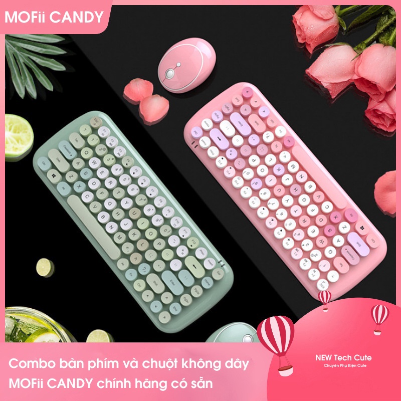 Bàn phím, bàn phím không dây Combo bàn phím và chuột không dây MOFii CANDY chính hãng có sẵn | Siêu Phẩm Cute Mới Nhất
