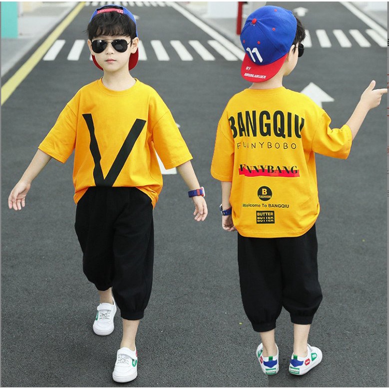Set bộ quần áo chữ V dành cho bé trai và bé gái 18-45kg MA09.