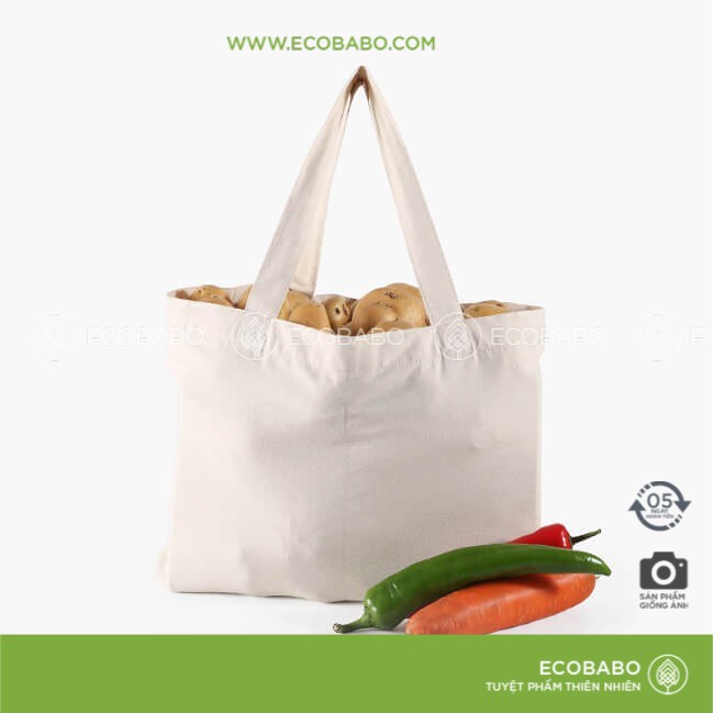Túi vải bố phân ngăn thực phẩm tiện dụng đi chợ hàng ngày Ecobabo