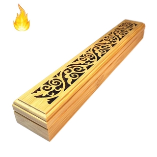 Bamboo Incense Burner Hand Carving Hollow Stick Incense Plate Holder Joss Stick Box Lying Censer For Home Decor Living Room