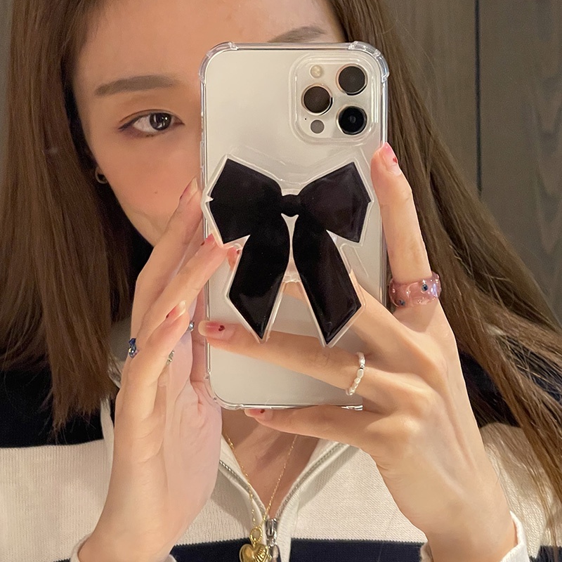 Ốp Điện Thoại Mềm Trong Suốt Có Giá Đỡ Hình Nơ Cho Samsung Galaxy A82 A73 A72 A33 A32 A23 A22 A13 A03 Core A03S A02 A02S