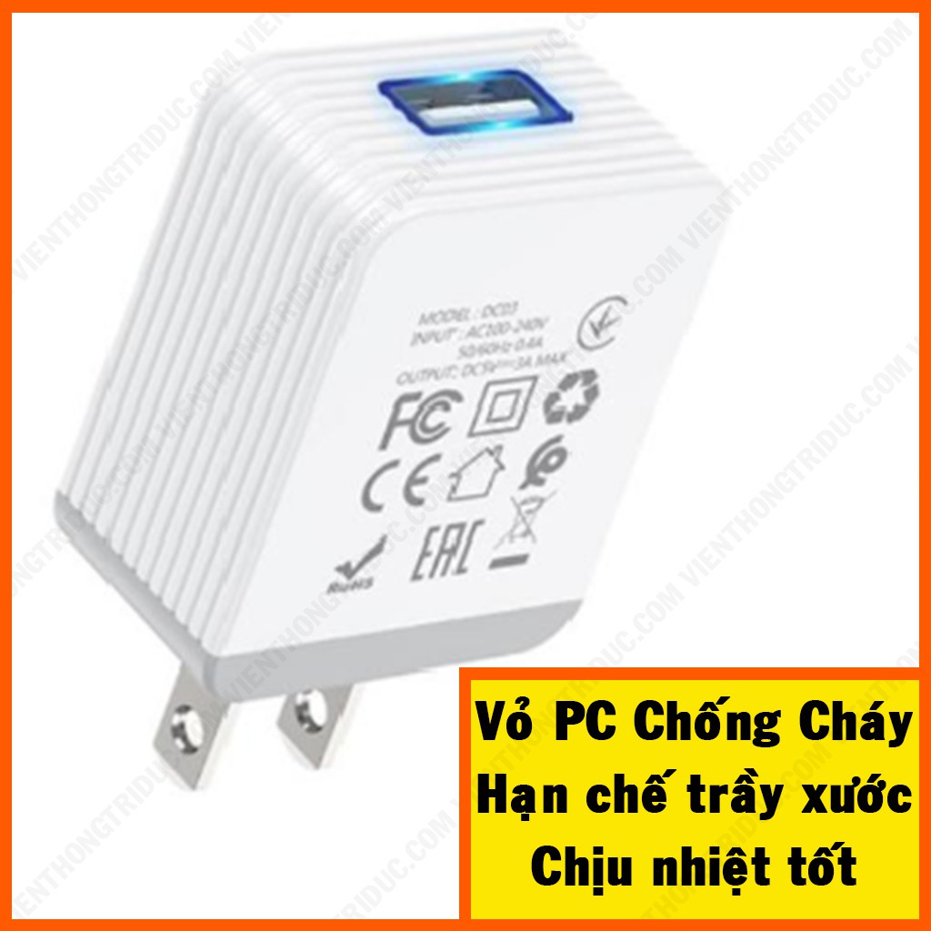 Bộ Sạc Nhanh Hoco DC28-5A / DC03 MAX-3A - Dây Dài 1M -Trang Bị Chip Sạc Thông Minh Bảo Vệ An Toàn Thiết Bị - Bảo Hành 6T