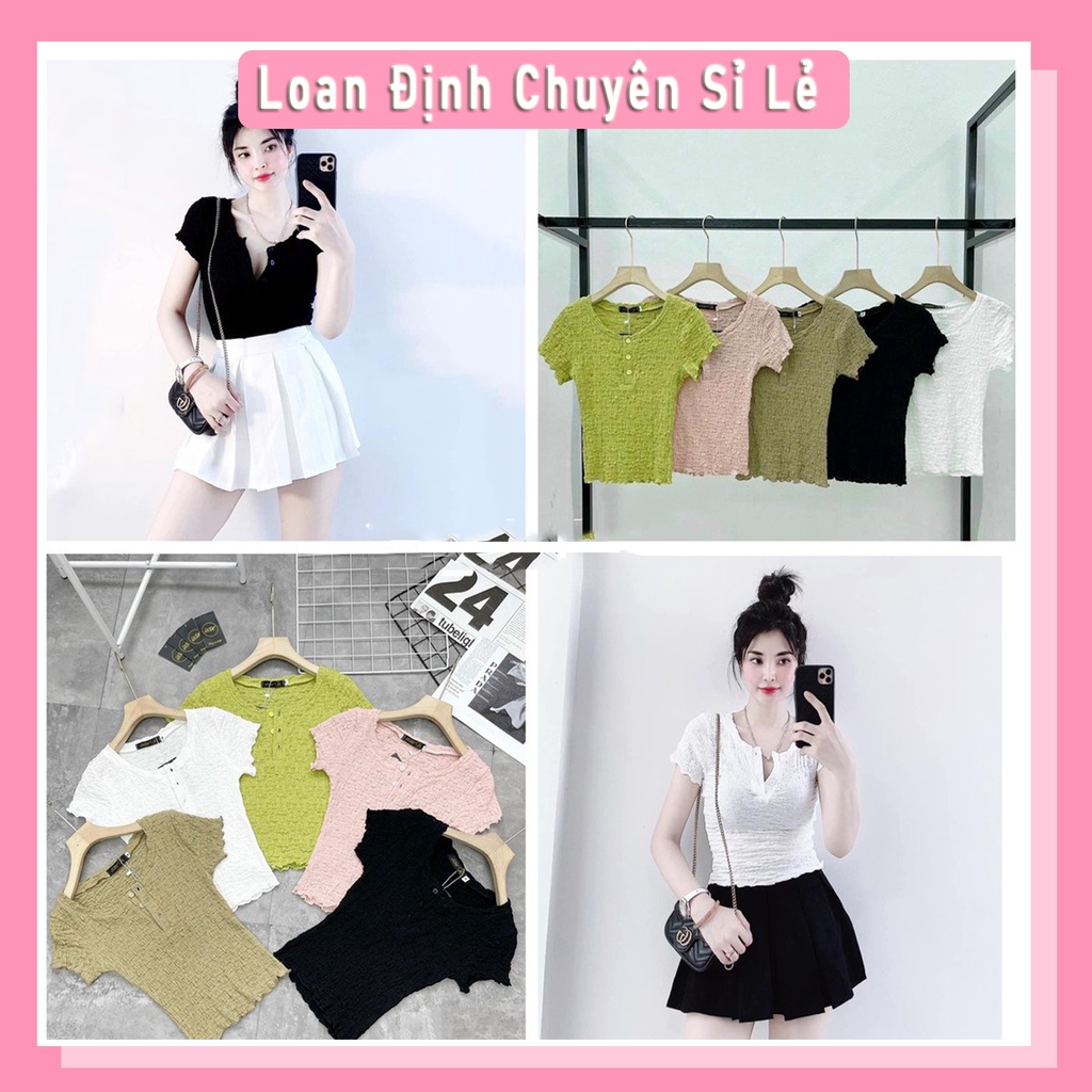 Áo Len Xốp Body Mongtoghi Cổ Tròn Cúc Ngực Siêu Hot