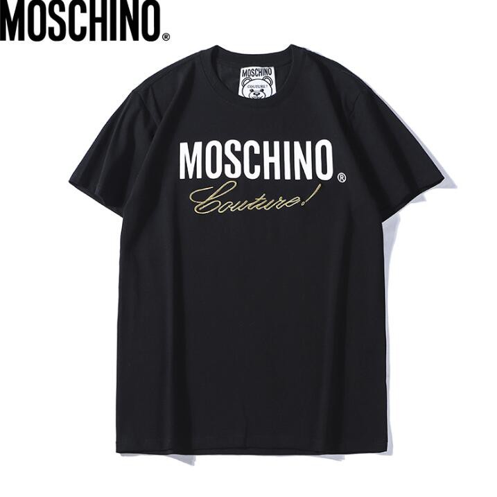 Áo Thun Cotton Tay Ngắn Thêu Hoạ Tiết Moschino Cho Nam Nữ