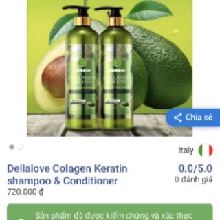 Dầu gội cặp DellaLove - bơ 800ml ( cả cặp gội xả 2 chai)
