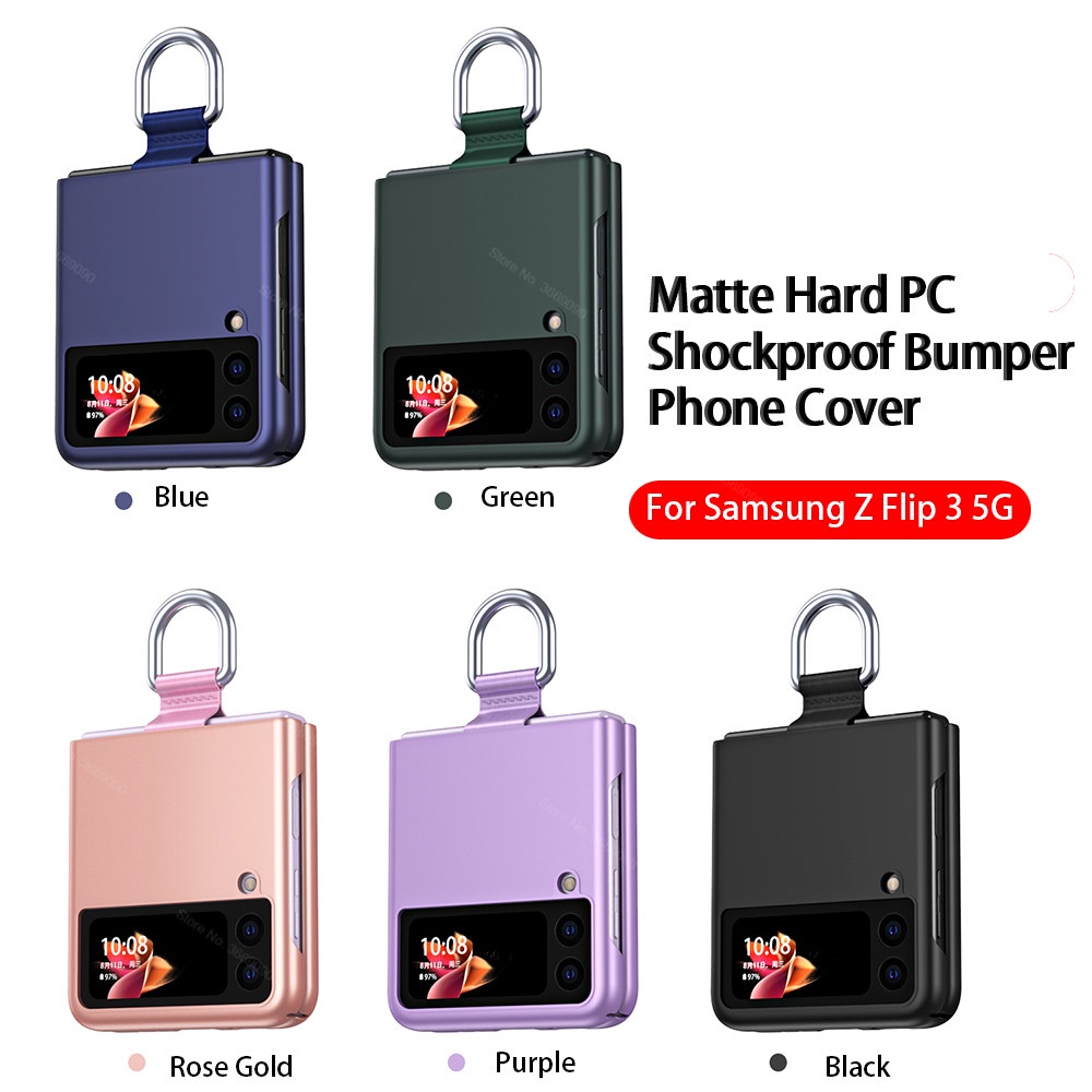 Ốp điện thoại PC cứng siêu mỏng với móc treo dành cho Samsung Galaxy Z Flip 3 5G Z Flip3 ZFlip3
