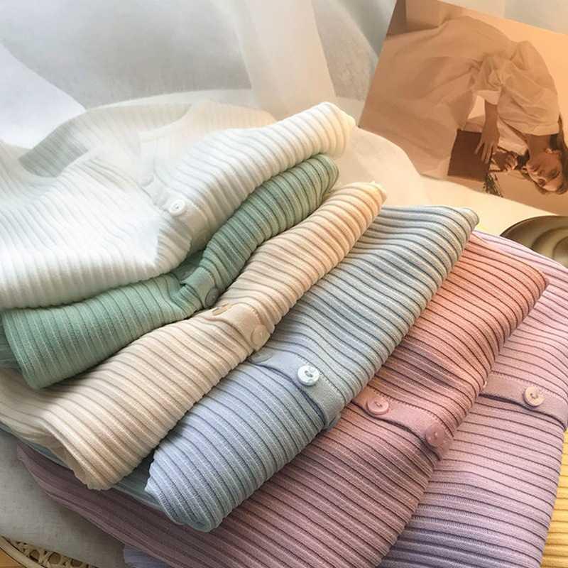 9 Màu Phiên Bản Hàn Quốc Dệt Kim Cardigan Phong Cách Mỏng Bên Ngoài Mùa Hè Thời Trang Phù Hợp Với Áo Sơ Mi Điều Hòa Không Khí Ice Silk Sunscre