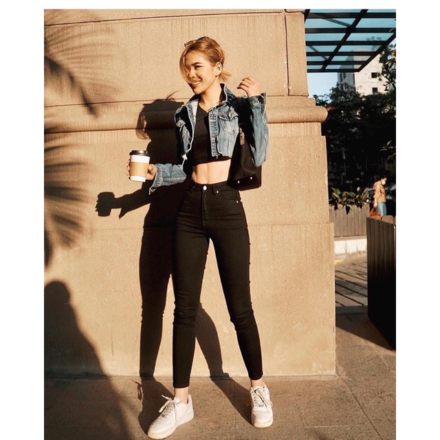 Quần bò ôm vnxk , quần skinny đen trơn jeans vnxk