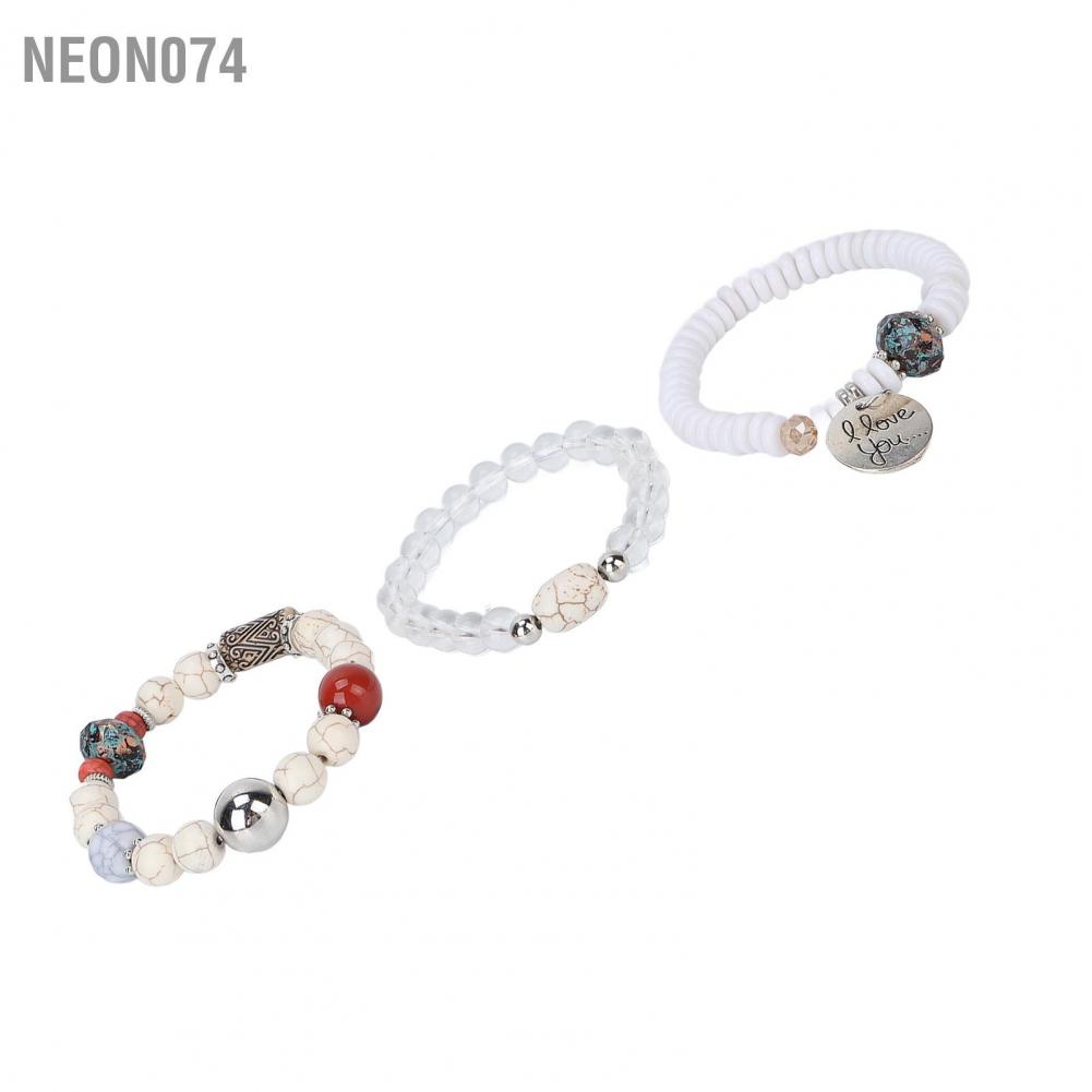 Neon074 Neon074 3 cái Vòng tay nhựa thanh lịch đầy màu sắc có thể xếp chồng lên nhau Bộ đồ trang sức Quà tặng cho phụ nữ Cô gái