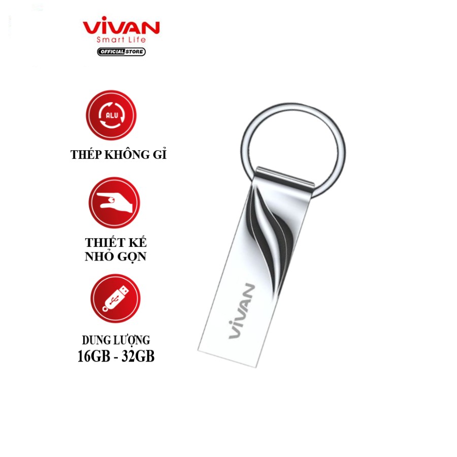 Thiết Bị Lưu Trữ USB 16GB/32GB VIVAN VF316/332 Flash Drive Đầu Kim Loại Siêu Nhẹ Kết Nối Nhanh - BẢO HÀNH 12 THÁNG