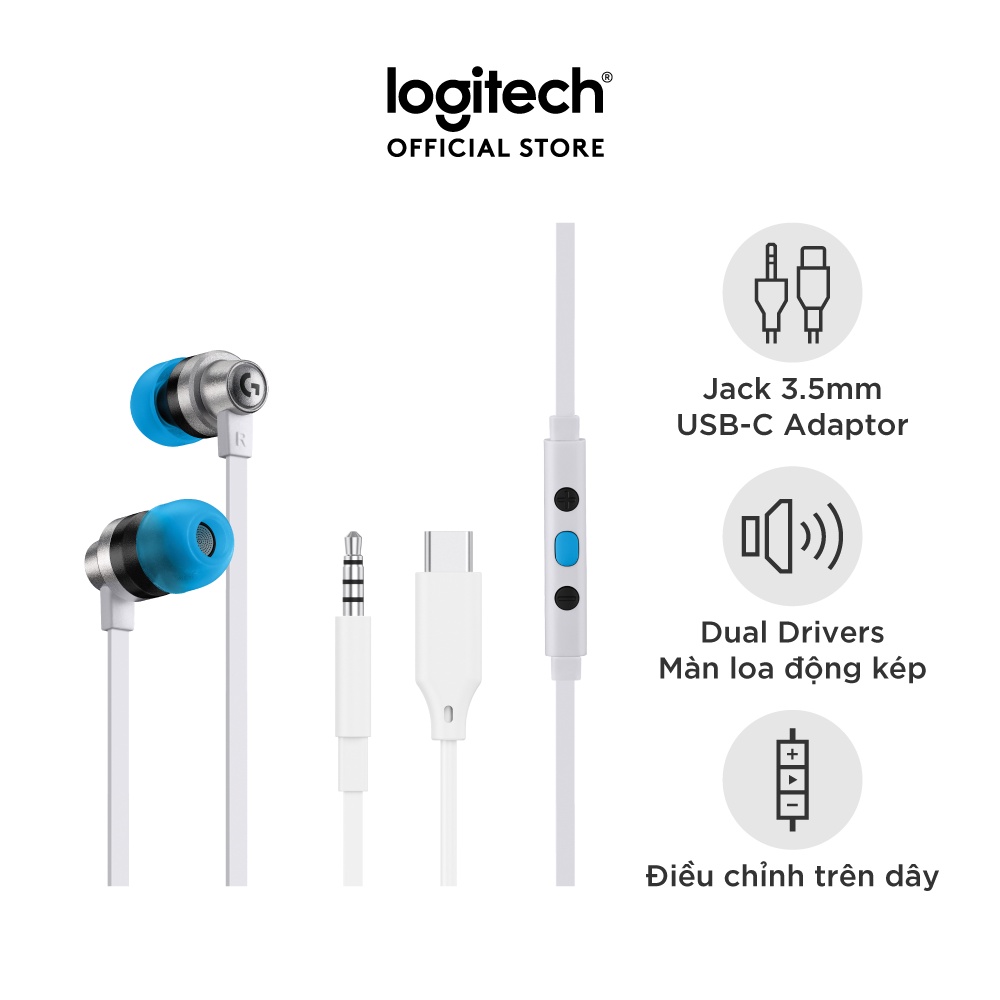 Tai nghe game in-ear Logitech G333 KDA - Dual Drivers, Jack 3.5mm, Mic, điều khiển trên dây