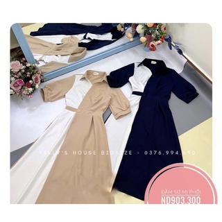[Hàng Có Sẵn] Đầm Bigsize Sơ Mi Phối Thắt Eo (Từ 55kg đến 90kg)