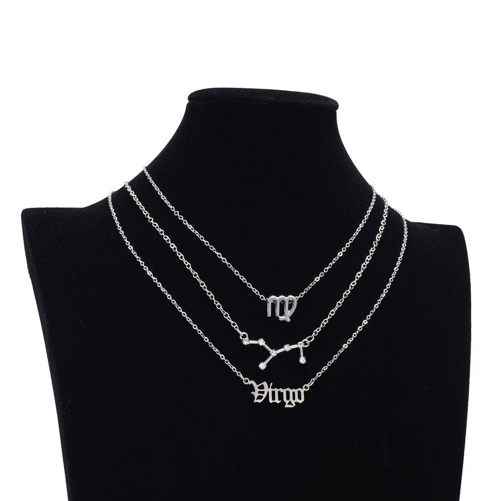 Set 3 vòng cổ RINHOO mạ bạc mặt hình 12 cung hoàng đạo thời trang