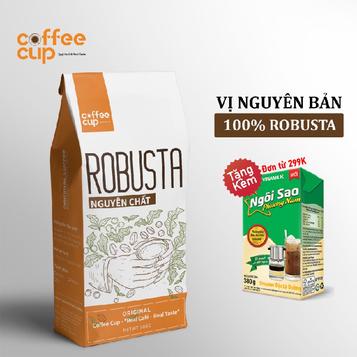 Cà phê nguyên chất Robusta Coffee Cup Đặc Biệt, Cà phê rang xay nguyên bản pha phin vị đắng thanh đậm