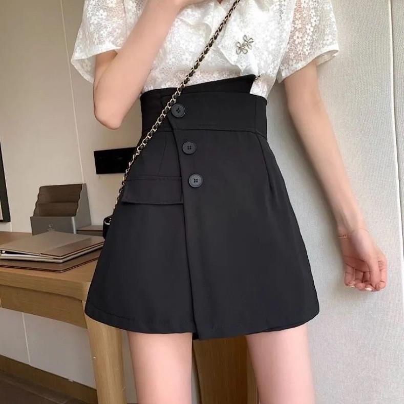 Chân váy chữ A, quân sooc giả váy vạt lệch cạp cao phối cúc siêu xinh V670(có ảnh thật) | BigBuy360 - bigbuy360.vn