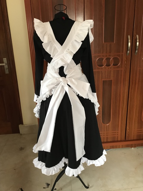 trang phục váy hầu gái dáng dài kèm cài đầu | BigBuy360 - bigbuy360.vn