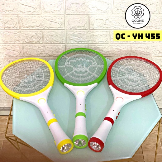 Vợt bắt muỗi bằng điện sạc QCONE YH 455 tích hợp đèn pin tháo rời đèn thu hút muỗi