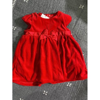 Váy nhung đỏ H&M bé gái 6-9 tháng