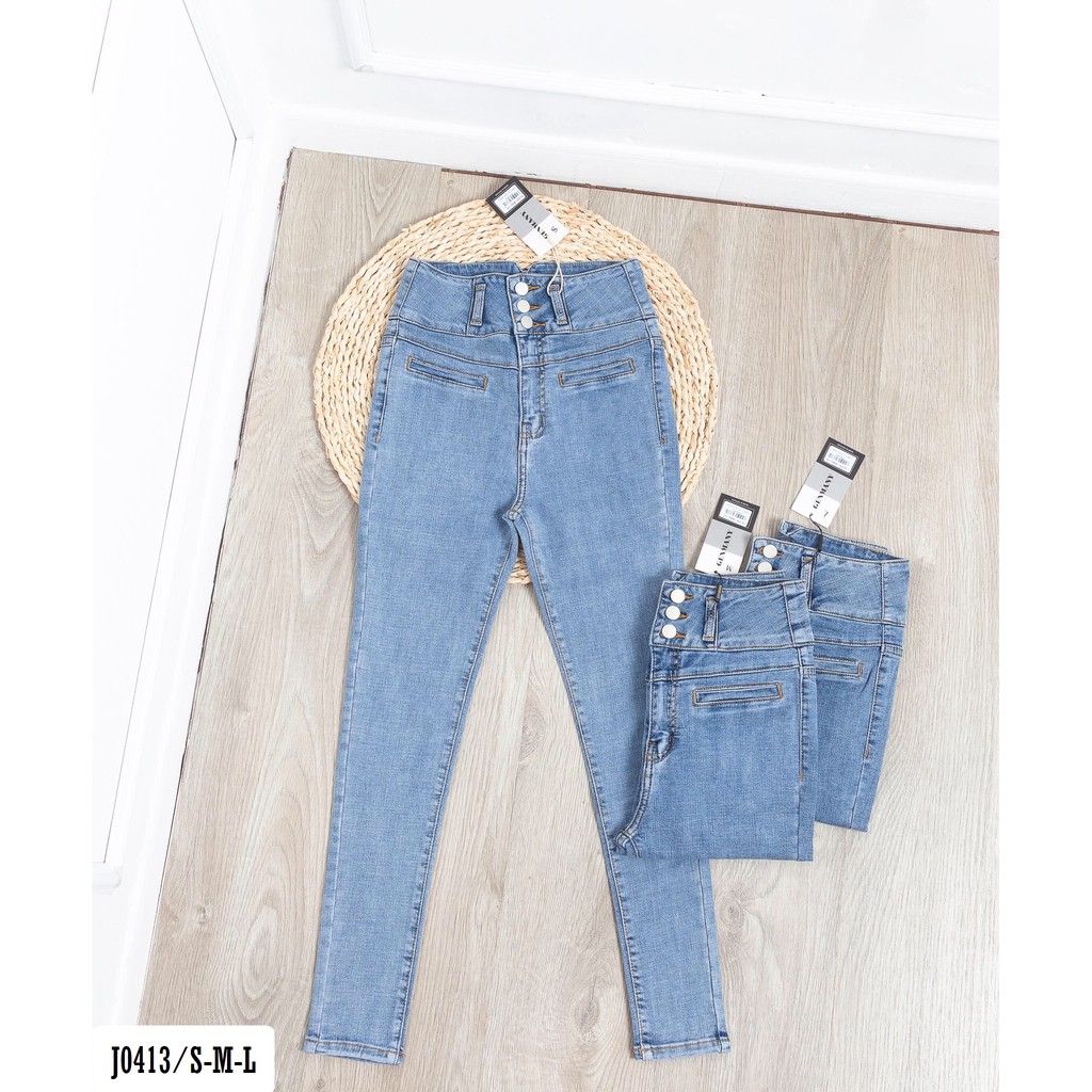 Quần Jean Skinny Nữ Ôm 3 Nút Cạp Cao Cực Xinh Và Tôn Dáng J0413