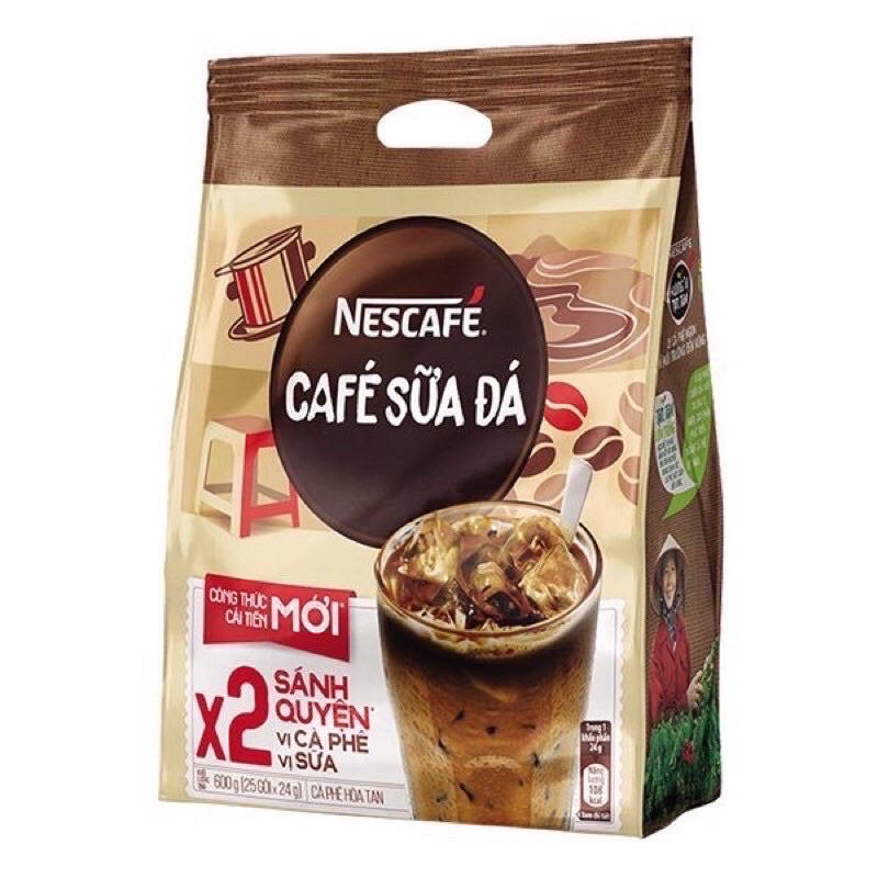 [Mã 44FMCGSALE1 giảm 0.1 đơn 250K] Nescafe Cà phê sữa đá bịch 25gói x 24g