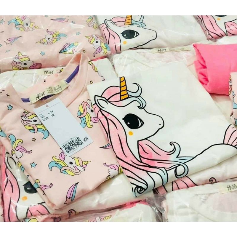 SÉT 2 BỘ ÁO CỘC QUẦN ĐÙI NGỰA PONNY TRẮNG HỒNG CHẤT COTTON MÁT CHO BÉ GÁI