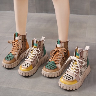 ❤️Meimeitao Factory Giày Bốt Cổ Thấp Phối Lỗ Thoáng Khí Cho Nữ