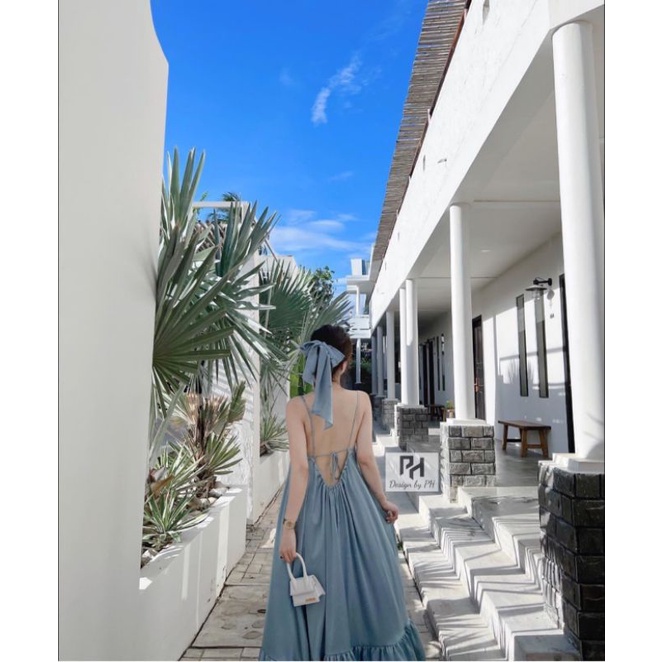 Váy maxi lụa kèm khăn