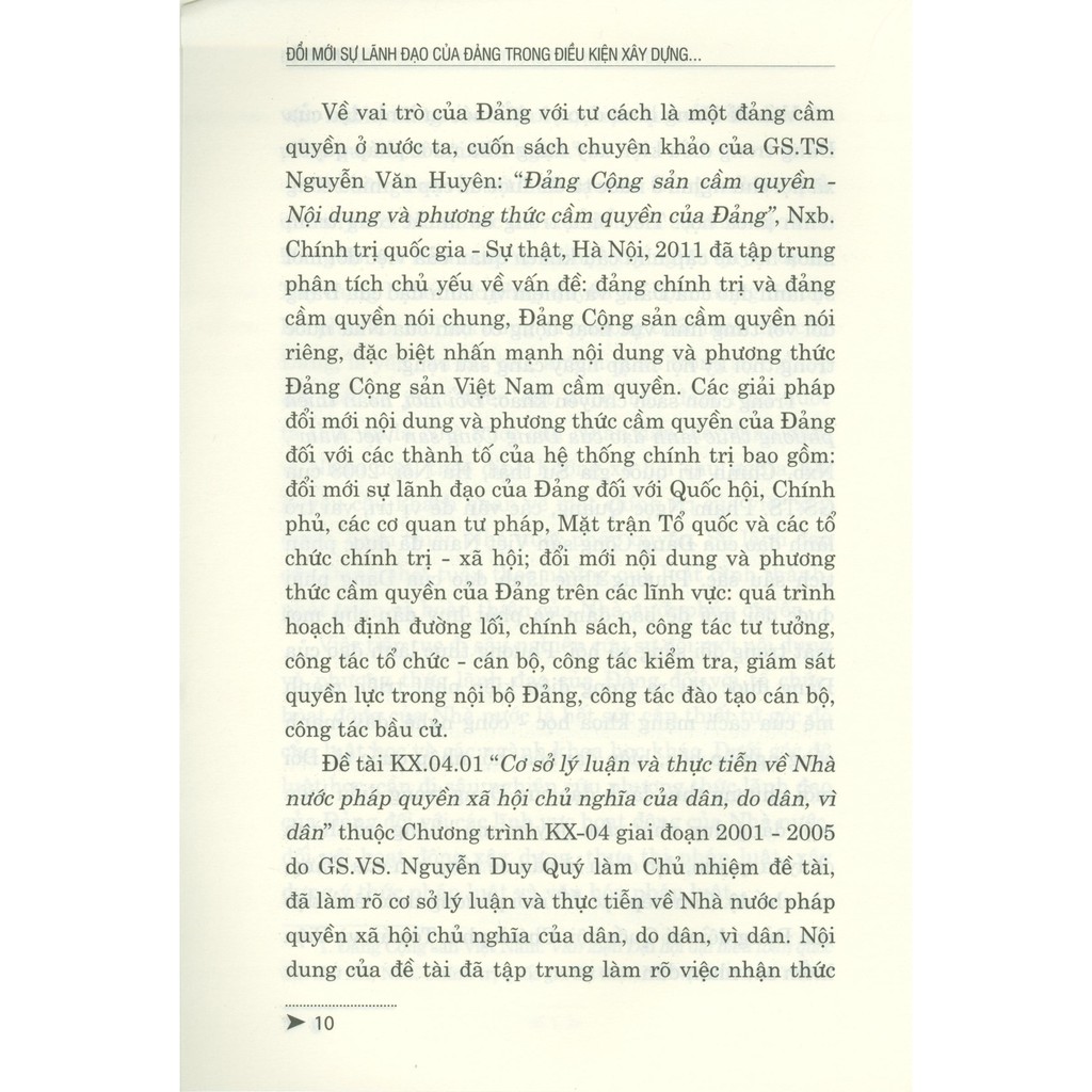 Sách - Đổi Mới Sự Lãnh Đạo Của Đảng Trong Điều Kiện Xây Dựng Nhà Nước Pháp Quyền Xã Hội Chủ Nghĩa Ở Việt Nam