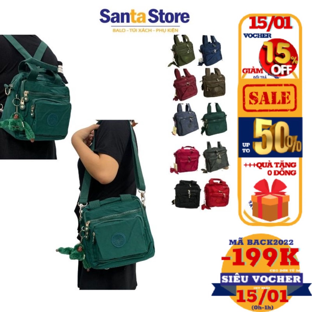 Balo Túi đeo vai đeo chéo vải dù nữ combo 3 trong 1 Kipling KL2131 SANTA STORE cao cấp thời trang giá rẻ nhiều ngăn