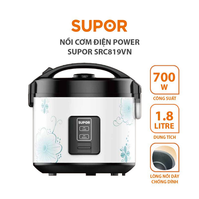 Nồi cơm điện Power Supor SRC819VN 1.8L - ĐIỆN MÁY TỐT HD - [Hàng chính hãng Supor][Bảo hành toàn quốc]