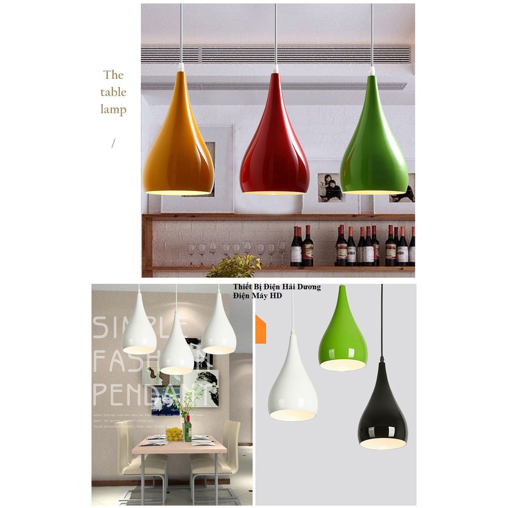 Bộ 3 Đèn thả trần hình giọt nước 8217 (Đen) - Chưa bao gồm bóng - Bảo hành 12 tháng