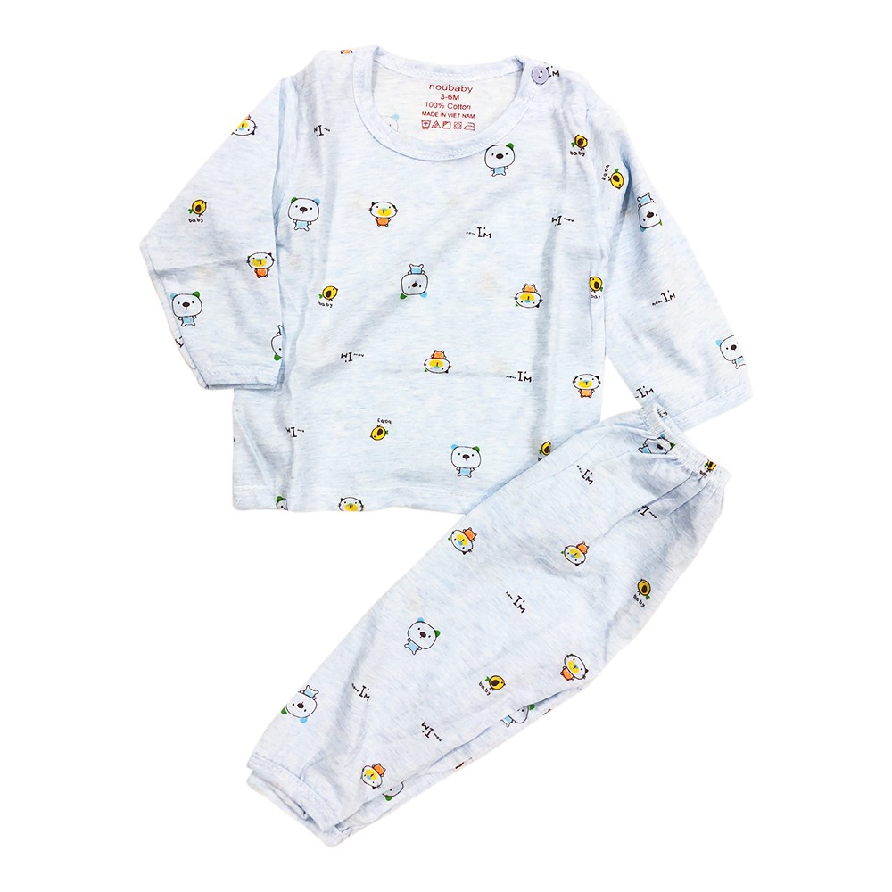 Đồ Bộ Dài Tay NOUBABY - COTTON LOANG Mềm Mát - Họa Tiết Đáng Yêu - Đồ Mặc Ngủ Cho Bé Trai Bé Gái Sơ Sinh 3-14kg