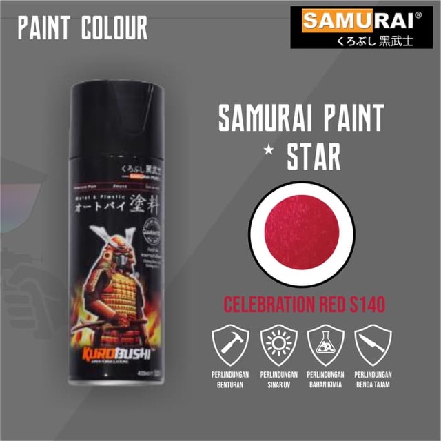 Samurai S140 - Sơn xịt sơn xe máy - Celebration Red - màu đỏ rực Suzuki .