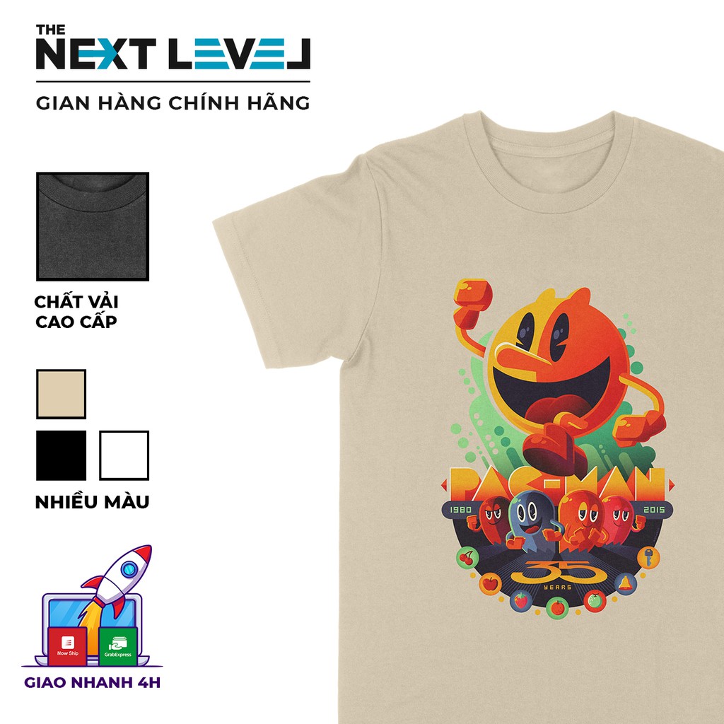 Áo thun kỉ niệm Pac-Man Unisex THE NEXT LEVEL, Cotton 100% 3 màu nam nữ - BT0009