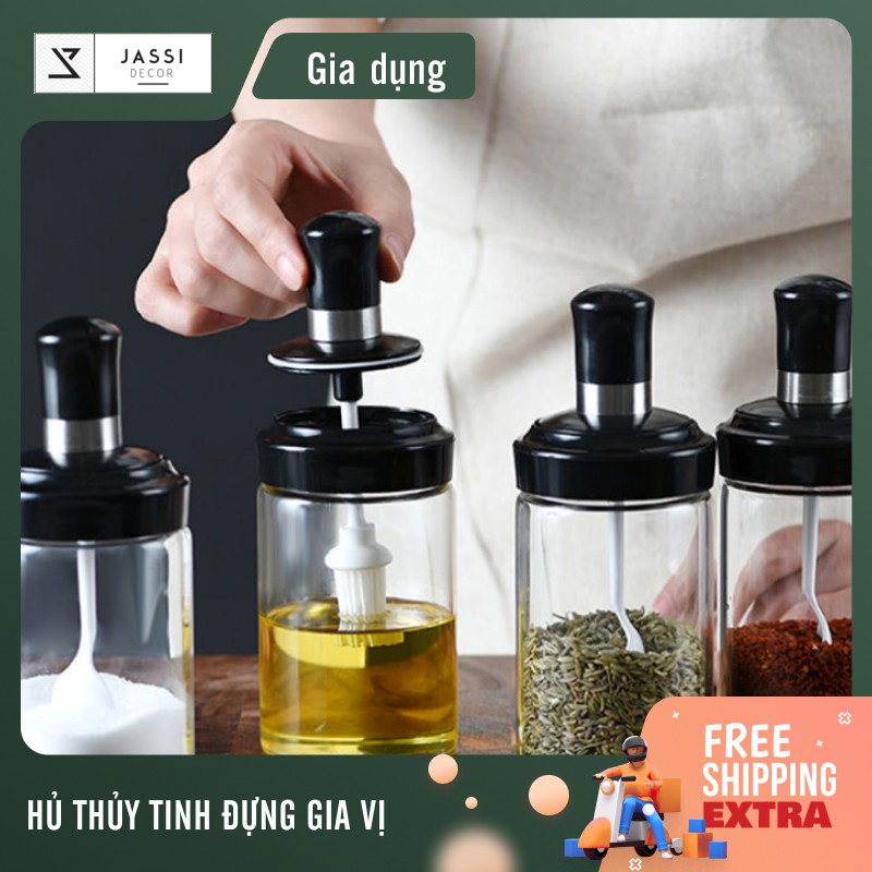 Hủ gia vị thủy tinh đựng gia vị 250ml kèm muỗng