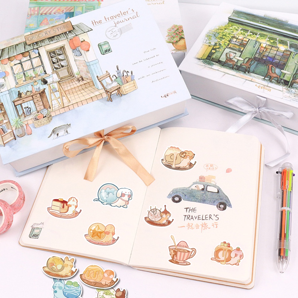 Bộ 50 Miếng Dán Trang Trí Laptop Chống Thấm Nước Hình Ốc Sên Hoạt Hình Dễ Thương