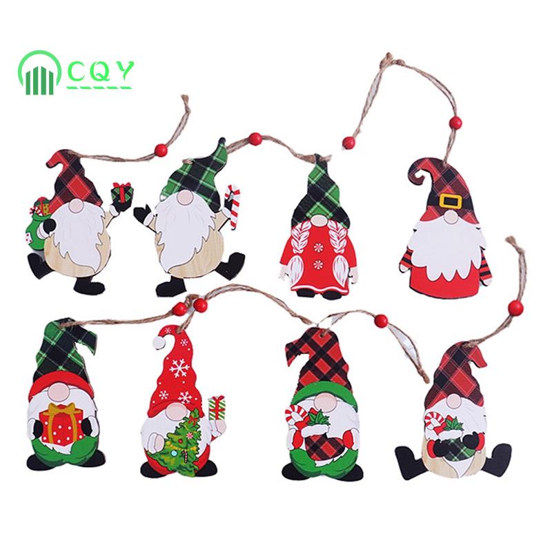 Bộ 8 mặt gỗ hình tuần lộc trang trí cây thông noel