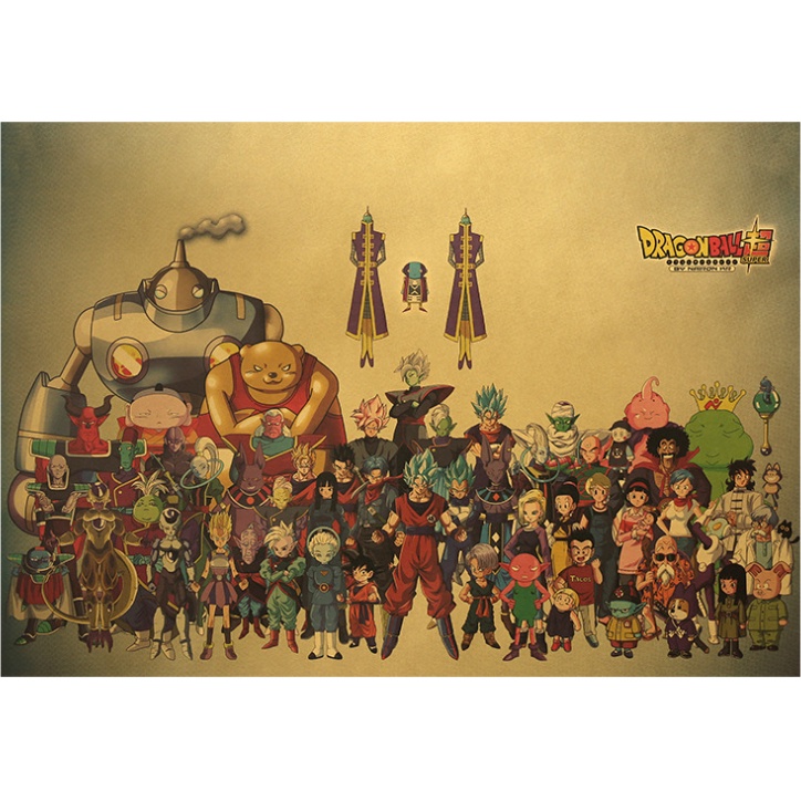 Giấy Dán Tường In Hình Dragon Ball Super "1-68Vol All Star" 50x35cm
