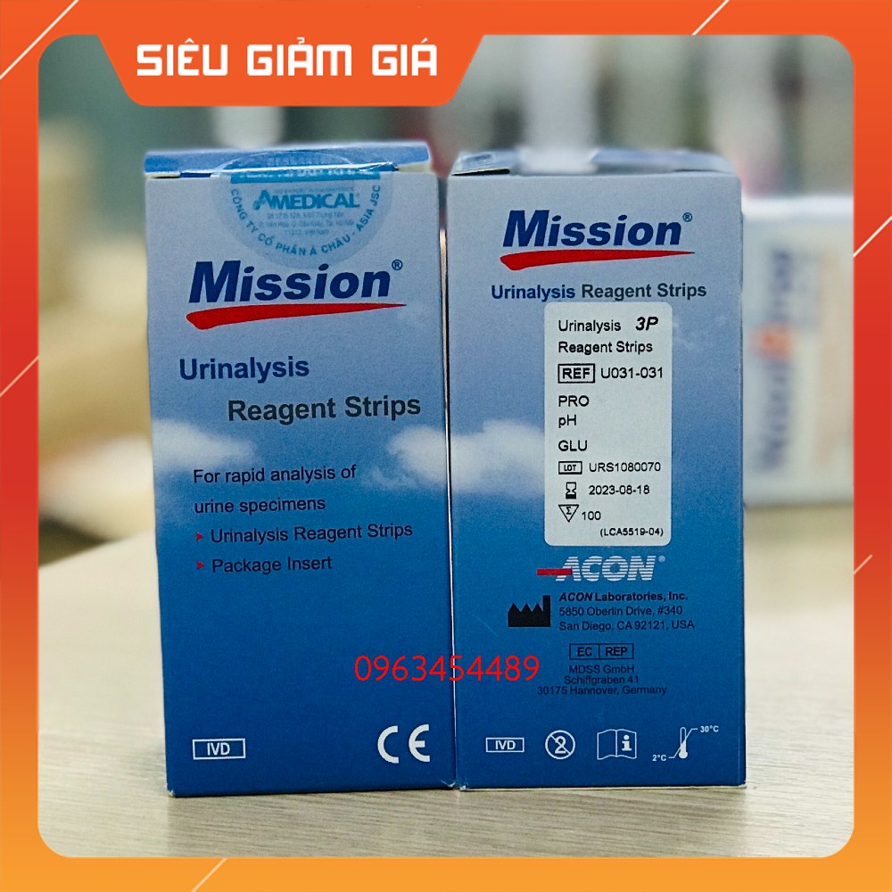 Que thử nước tiểu 3 thông số ACON Mission  hộp 100 que