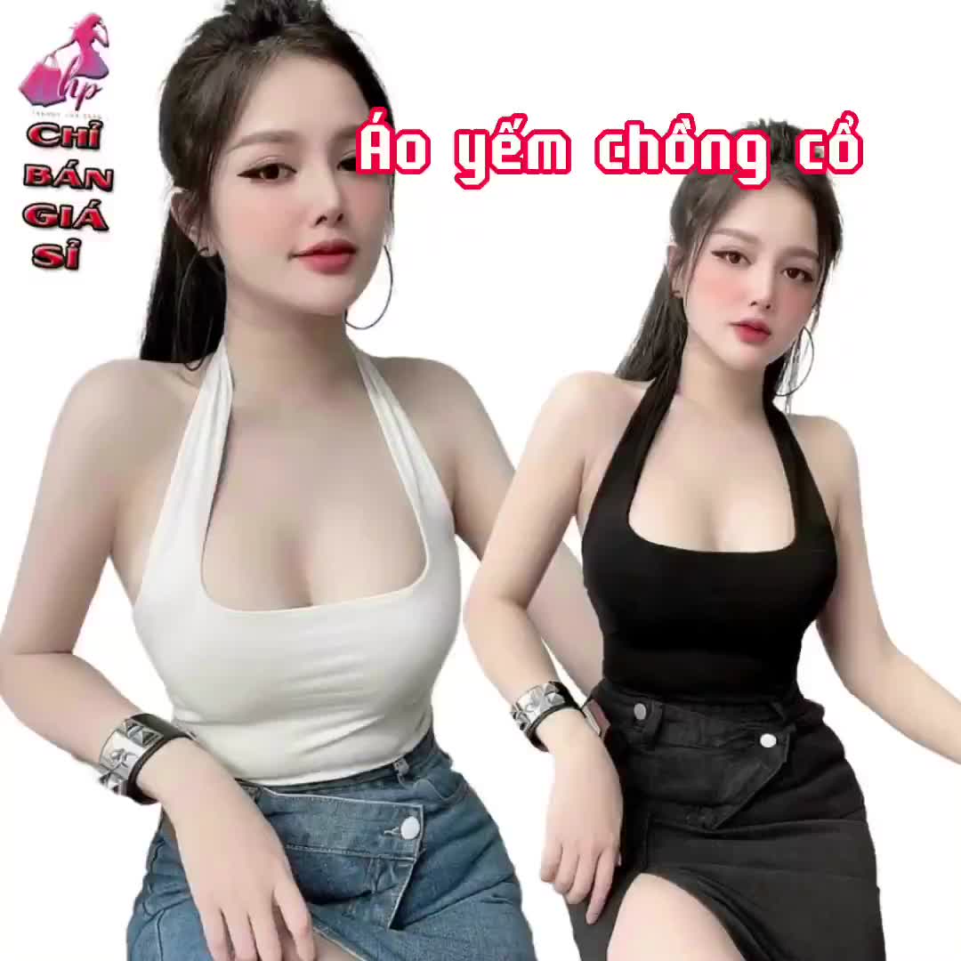 Áo kiểu yếm choàng cổ croptop nữ đẹp ôm body hở lưng cực sexy không mút -A25 | BigBuy360 - bigbuy360.vn