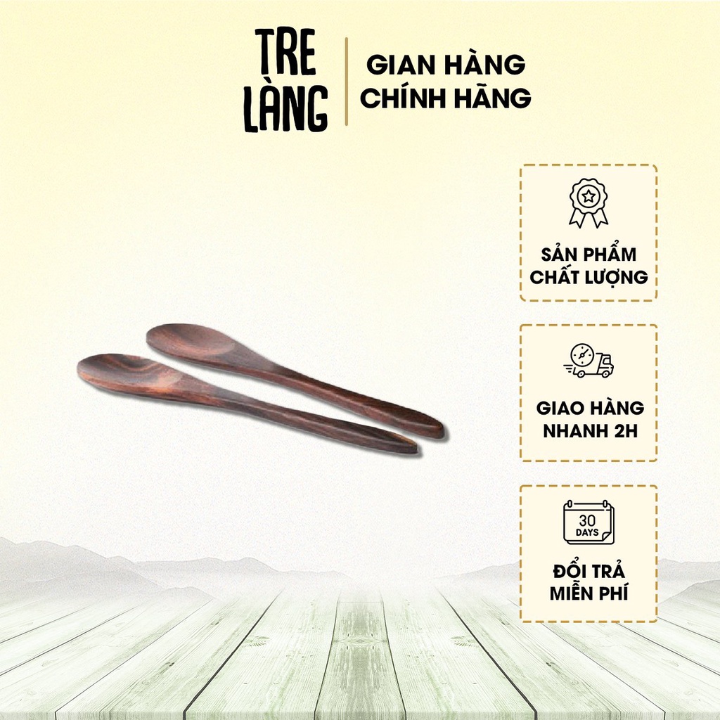 Thìa gỗ mun ăn cơm Tre Làng Kích thước 16x3cm