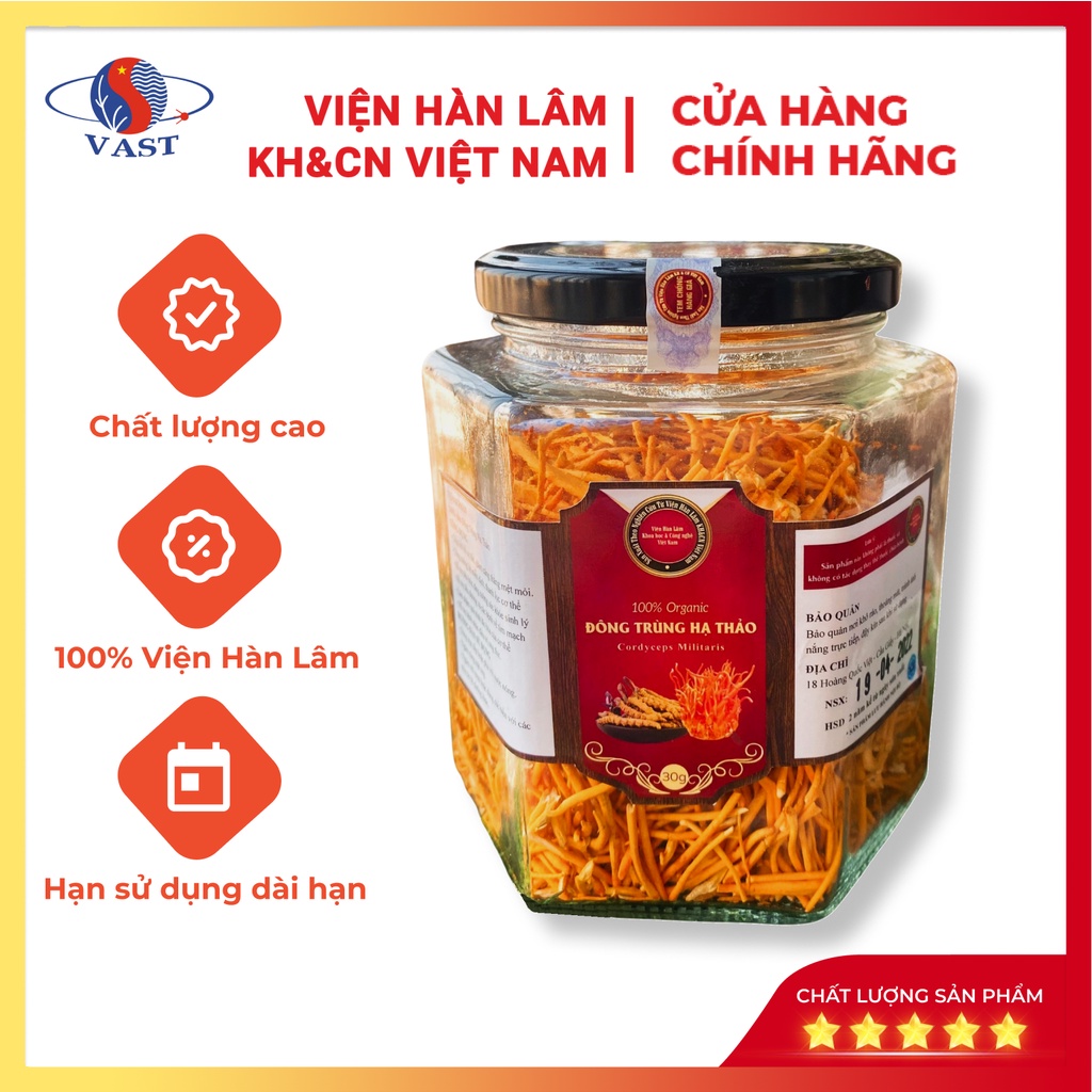 Đông Trùng Hạ Thảo Sợi Gãy Sấy Thăng Hoa 30g - Sản Phẩm Chính Hãng Viện Hàn Lâm KH&CN Việt Nam Nâng Cao Sức Đề Kháng
