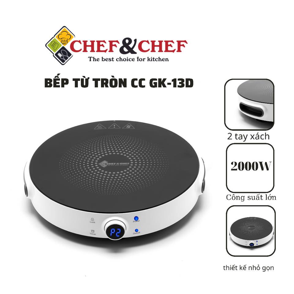 Bếp từ CHEF&CHEF CC-GK13D siêu mỏng siêu nhỏ gọn, có núm xoay dễ điều khiển, tiện dụng cho nhà bếp