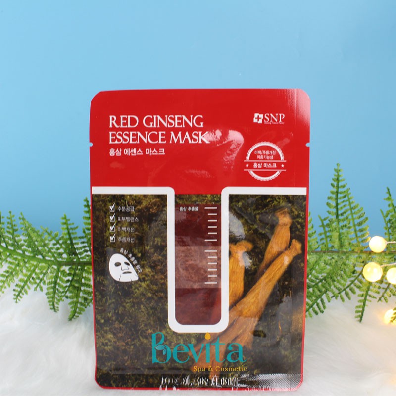 Mặt nạ dưỡng ẩm tinh chất hồng sâm SNP Red Ginseng Essence Mask 25ml - Bevita