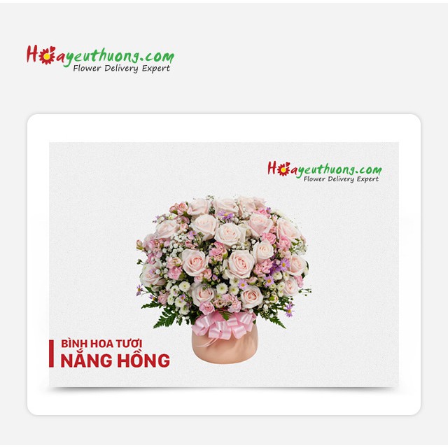 HN, HCM [Evoucher] Phiếu quà tặng Bình Hoa Tươi - Nắng Hồng tại thương hiệu Hoa Yêu Thương