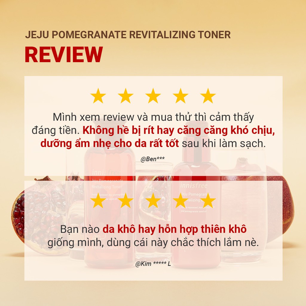 Nước cân bằng chống oxy hóa lựu innisfree Jeju Pomegranate Revitalizing Toner 200ml